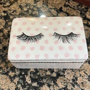 Eye Lash Pink Dots Decor / Box w/Lid